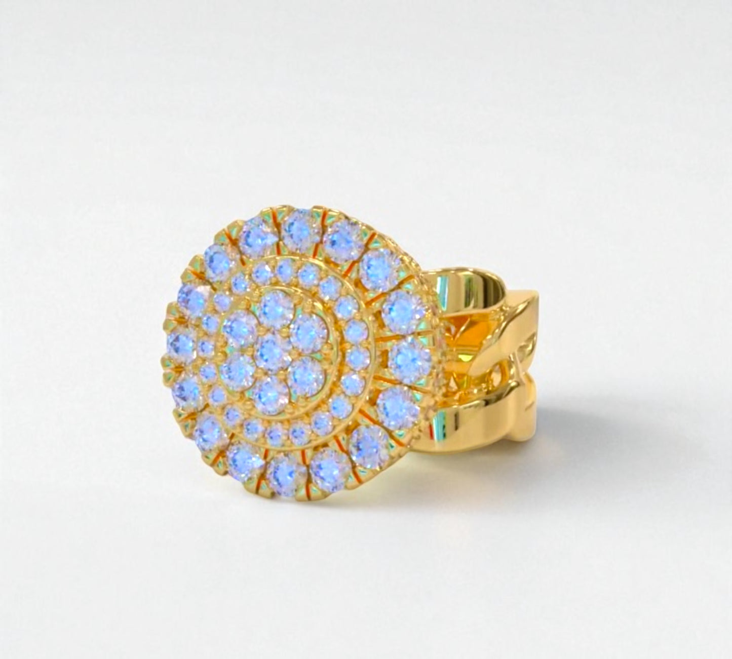 Diamond Halo Cuban Link Ring