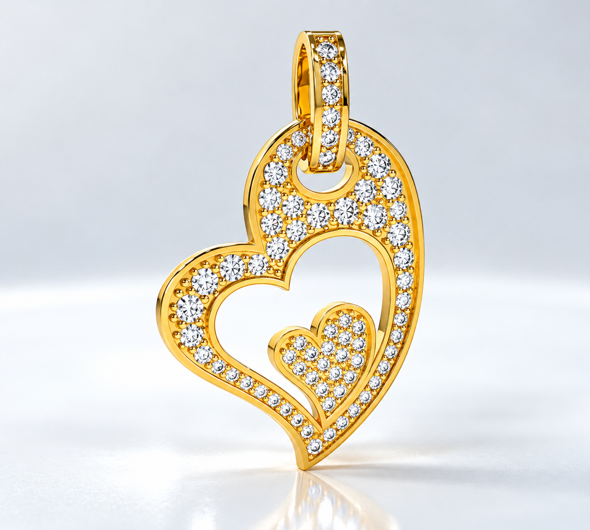 Double Heart Diamond Pendant