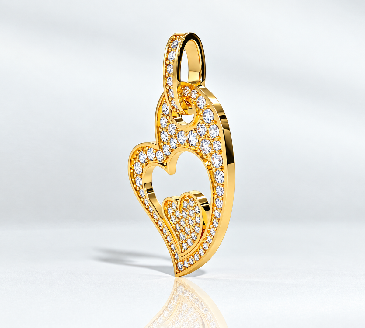 Double Heart Diamond Pendant