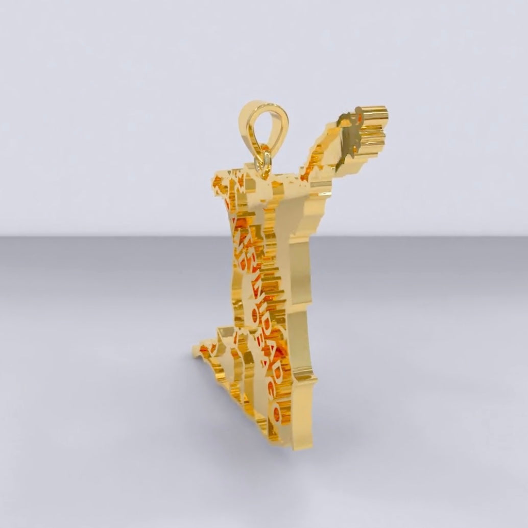 Trinidad and Tobago Map Pendant – 10K & 14K Gold