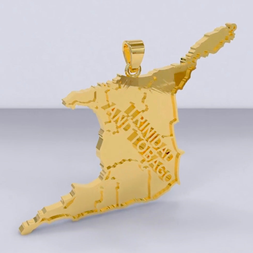 Trinidad and Tobago Map Pendant – 10K & 14K Gold