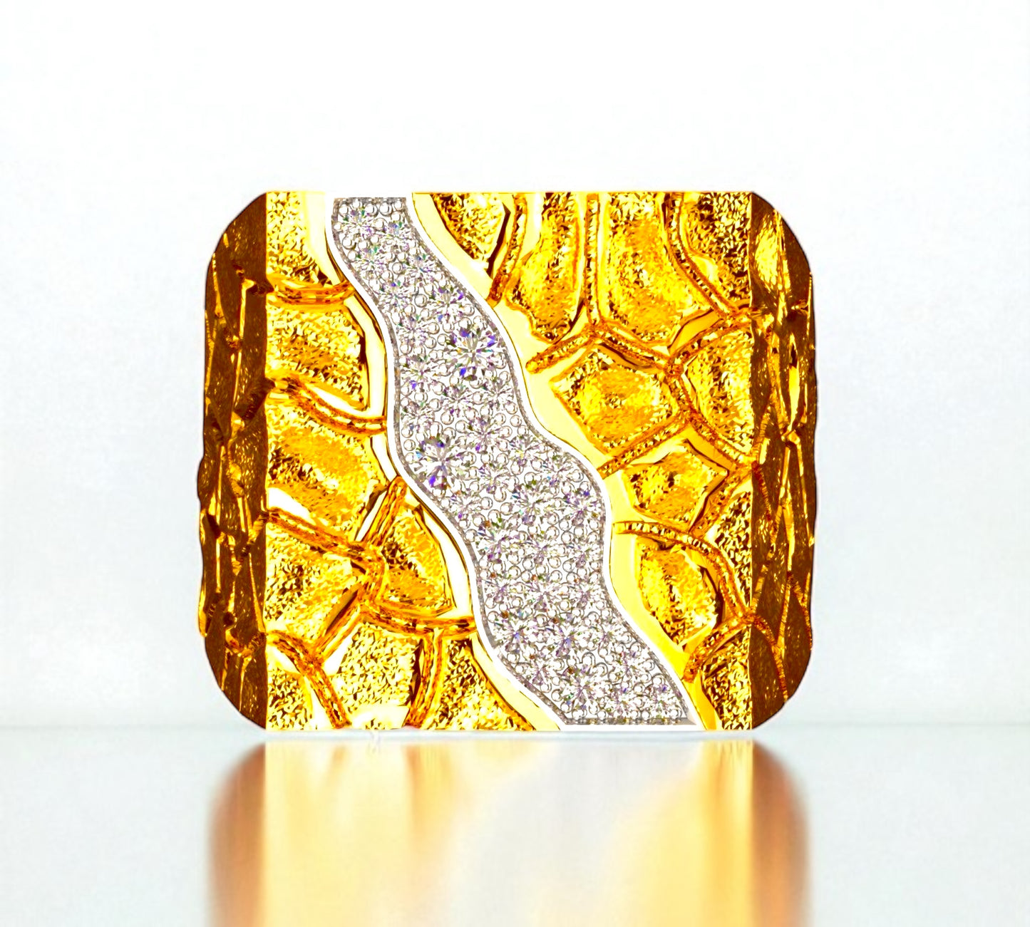 Men's Cobblestone Design Diamond Ring